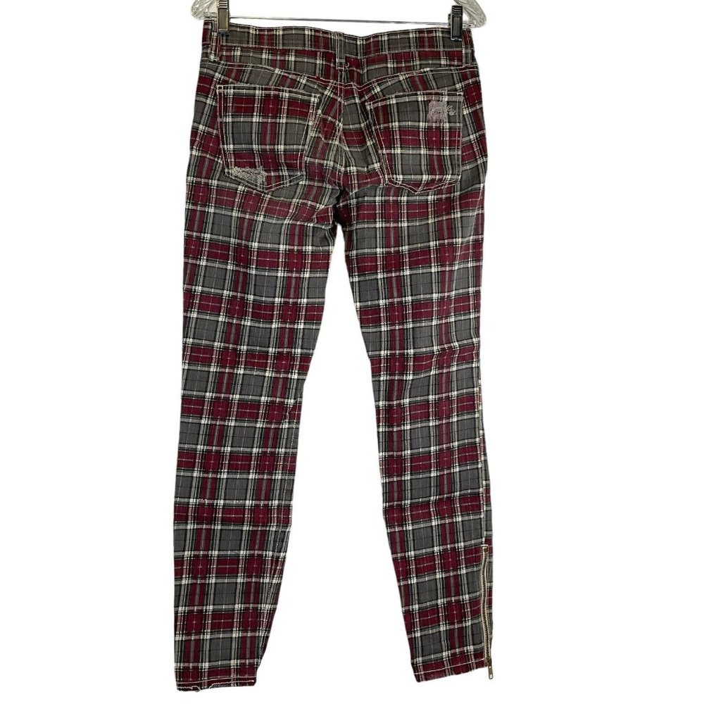 Current/Elliott Jeans Women's Sz 27 Red Plaid The Soho Zip Stiletto Skinny Nwot - Picture 2 of 14